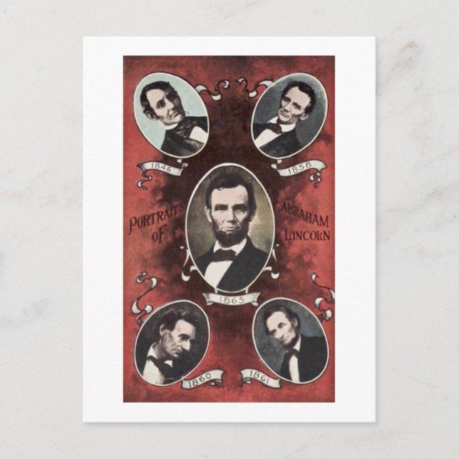 Portraits of Abraham Lincoln Vintage Postcard (Front)
