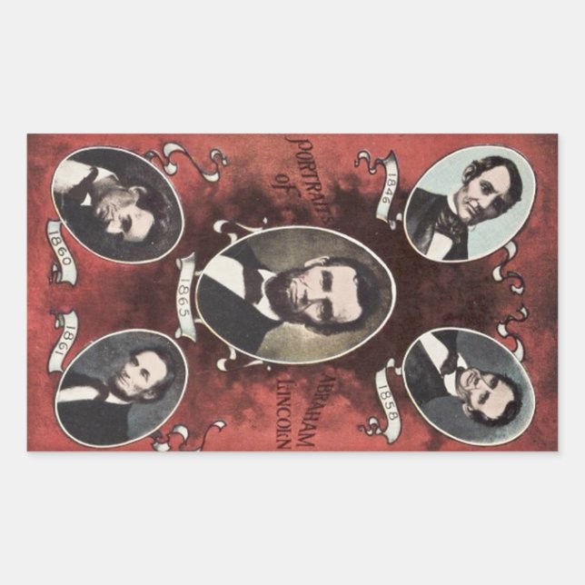 Portraits of Abraham Lincoln Vintage Sticker (Front)