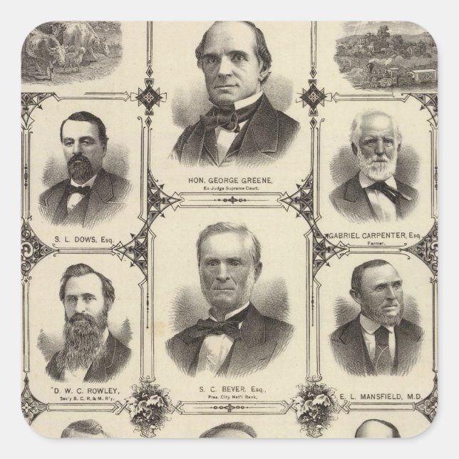 Portraits of Citizens of Cedar Rapids Square Sticker (Front)