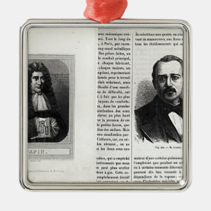 Portraits of Denis Papin and Etienne Lenoir Metal Ornament