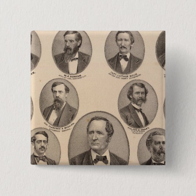Portraits of Hon Thomas A Hendricks 2 Inch Square Button (Front)