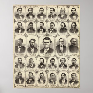 Portraits of John C Hall and Prof JW Bradshaw Poster