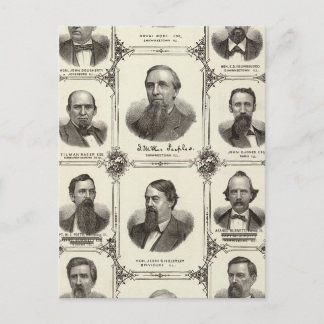 Portraits of Orval Pool, J McKee Peeples Postcard (Front)