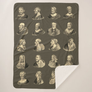 Portraits Pattern of Ancient Philosophers Sherpa Blanket