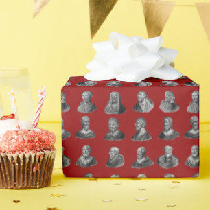 Portraits Pattern of Ancient Philosophers Wrapping Paper
