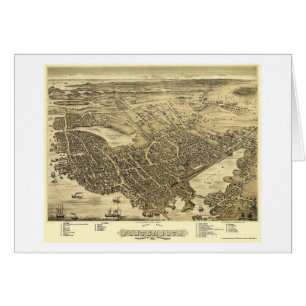 Portsmouth, carte panoramique de NH - 1877