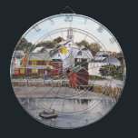 Portsmouth Harbour, New Hampshire Dartboard<br><div class="desc">Designed based on acrylic painting of Portsmouth Harbour in New Hampshire by Farida Greenfield. A lovely capture of Portsmouth Harbour cityscape in the autumn,  with its colourful buildings and a boat approaching the harbour. Please check my store for matching items.</div>