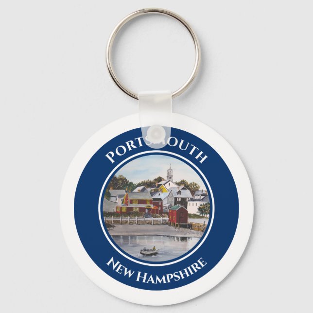 Portsmouth Harbour New Hampshire Painting Keychain (Front)