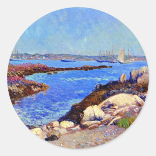 Portsmouth Harbour, NH fine art painting, Classic Round Sticker