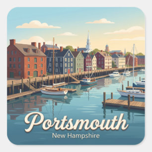 Portsmouth Harbour Waterfront New Hampshire Square Sticker