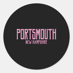 Portsmouth New Hampshire Nh Text K Print Classic Round Sticker