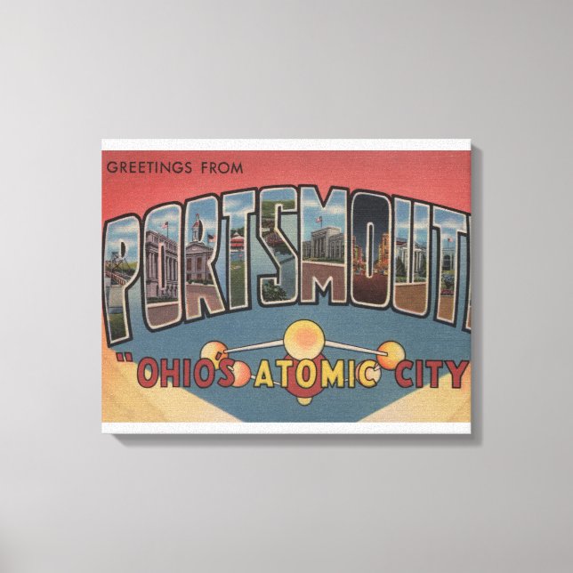 Portsmouth, Ohio - Large Letter Scenes Canvas Print (Front)