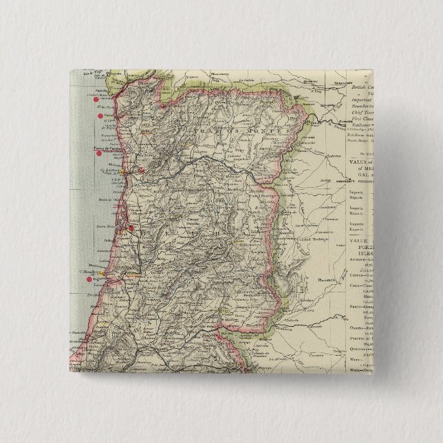 Portugal 5 2 inch square button (Front)