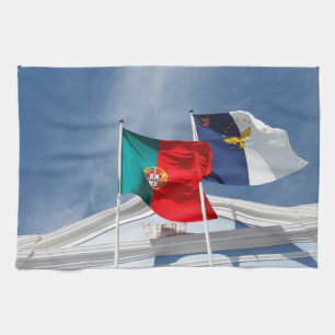 Portugal and Azores flags Kitchen Towel