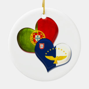 Portugal and Azores hearts Ceramic Ornament