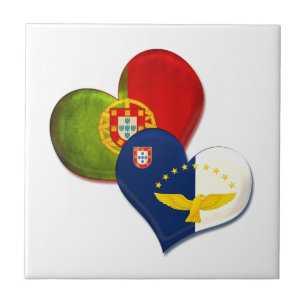 Portugal and Azores hearts Tile