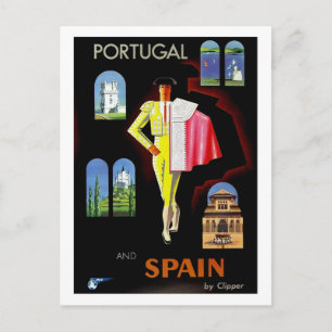Portugal and Spain, bull fighter, vintage, travel Postcard