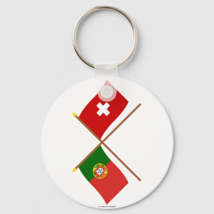 Portugal and Switzerland Crossed Flags Keychain