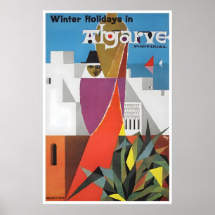 Portugal Art Algarve Travel Poster Vintage Print