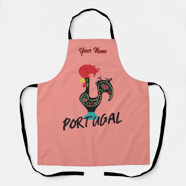 Portugal Barcelos rooster symbol, pink Apron (Front)