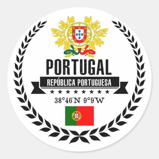 Portugal Classic Round Sticker (Front)