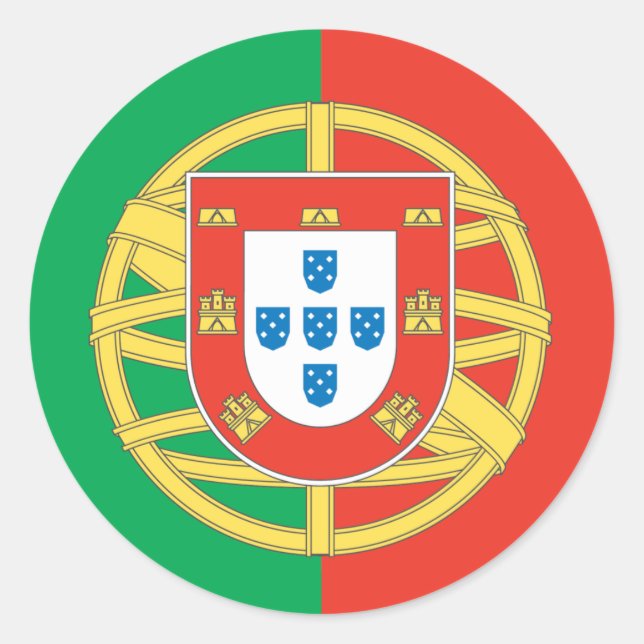 Portugal Country Flag Design Classic Round Sticker (Front)