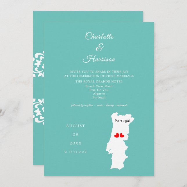 Portugal Destination Wedding Invitation (Front/Back)