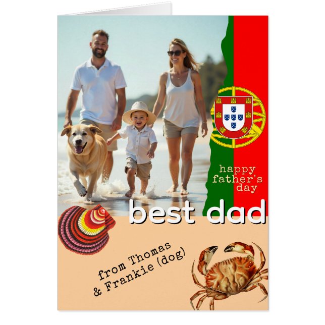 Portugal Fête des pères Card, Drapeau Portugais (Devant)