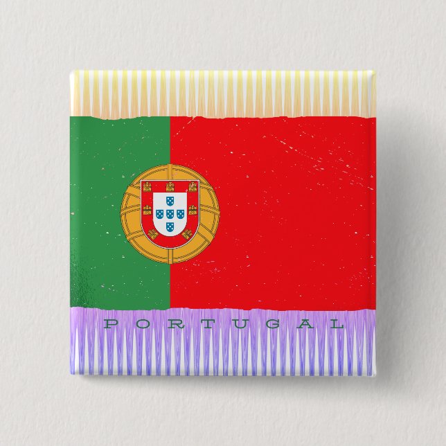 Portugal Flag 2 Inch Square Button (Front)
