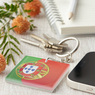 Portugal Flag Coat of Arms Portuguese Crest Keychain