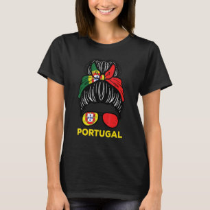 Portugal Flag Hairbun Football Soccer Fan Women Gi T-Shirt