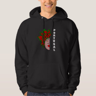 Portugal Flag Half Face Woman Butterfly Portuguese Hoodie