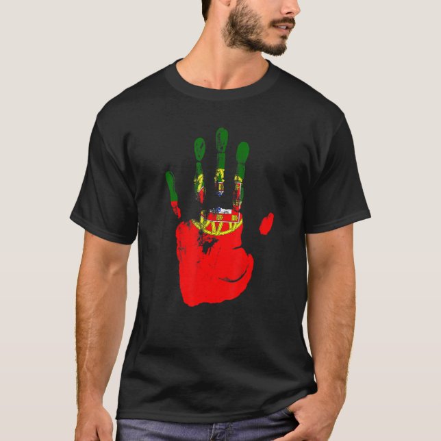 Portugal Flag Hand Men Women Kids T-Shirt (Front)