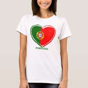 Portugal Flag Heart Graphic – Distressed Painted - T-Shirt