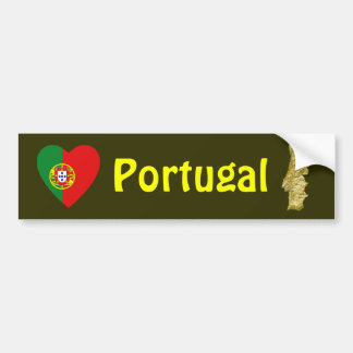 Portugal Flag Heart + Map Bumper Sticker