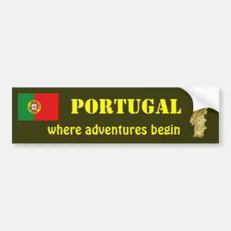 Portugal Flag + Map Bumper Sticker