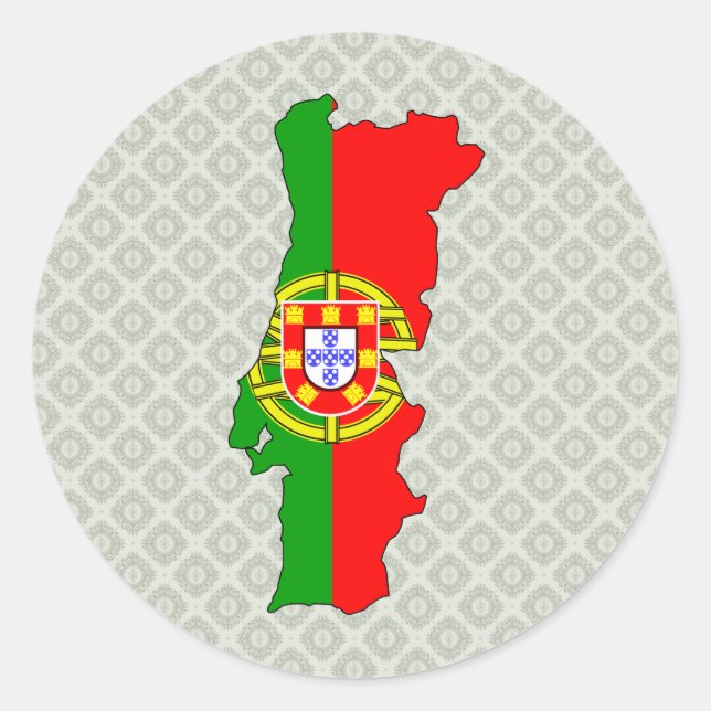 Portugal Flag Map full size Classic Round Sticker (Front)