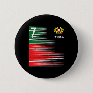 Portugal Flag Number 7 Soccer Fan Men Women Kids B 2 Inch Round Button