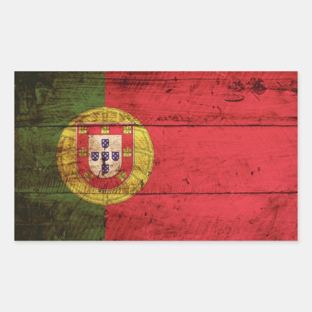 Portugal Flag on Old Wood Grain Sticker (Front)