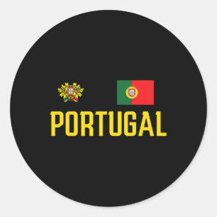 Portugal Flag Portuguese Footbyll Soccer Fan Men W Classic Round Sticker