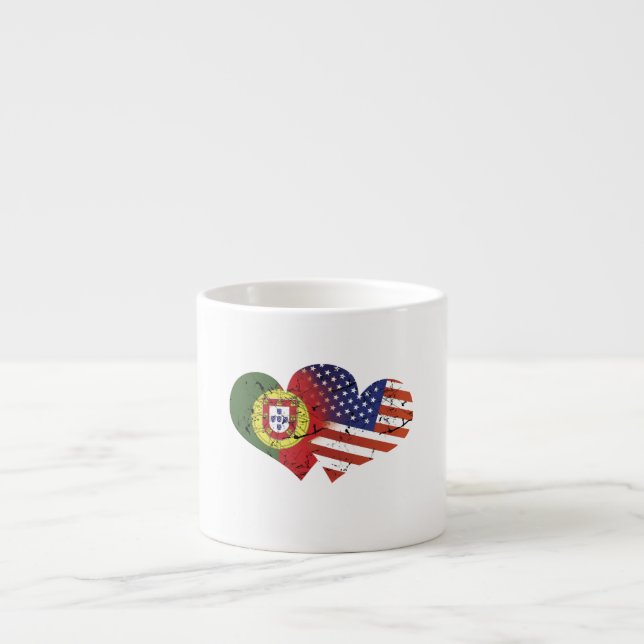 Portugal Flag USA Flag Portuguese Independence Espresso Cup (Front)