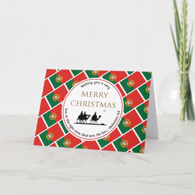 PORTUGAL FLAG Wise Men Christmas PHOTO Holiday Card (Front)