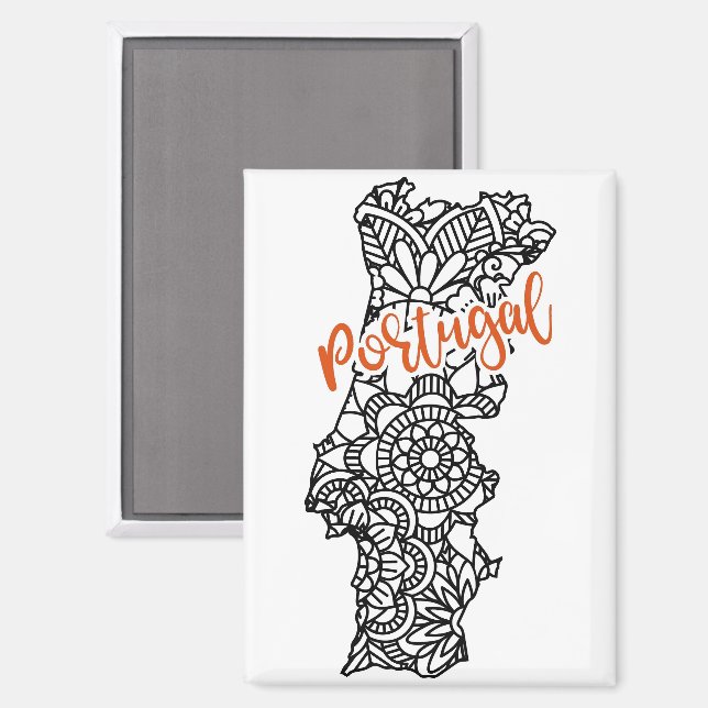 Portugal Floral Mandala Silhouette Magnet (Front/Back)