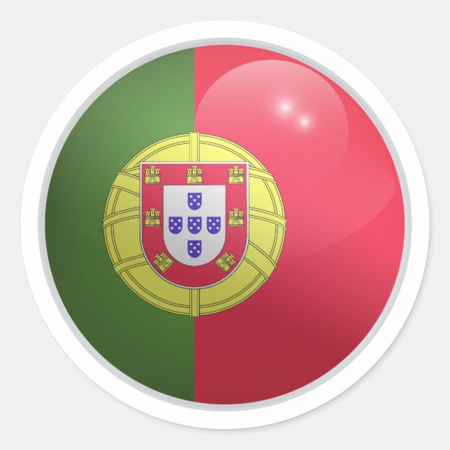 Portugal Glossy Circle Flag Classic Round Sticker (Front)