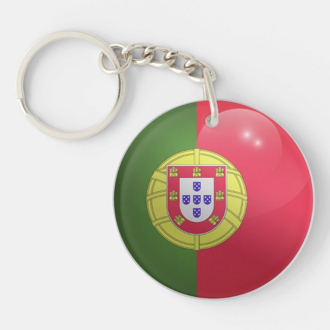 Portugal Glossy Circle Flag Keychain (Front)