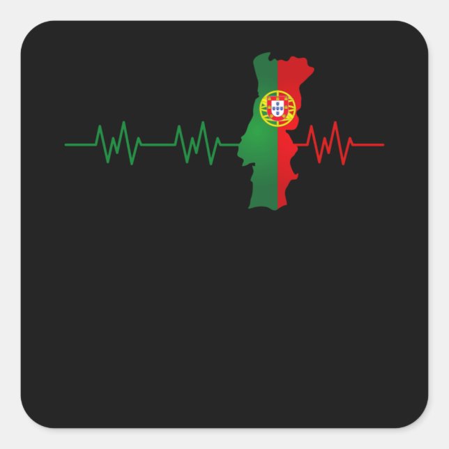 Portugal Heartbeat Flag Pulse Portuguese Square Sticker (Front)