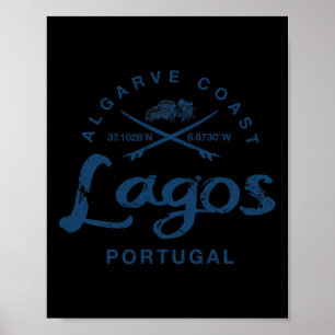 Portugal Lagos Surfing Vintage Poster