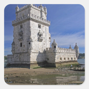 Portugal, Lisbon. Belem Tower, a UNESCO World Square Sticker