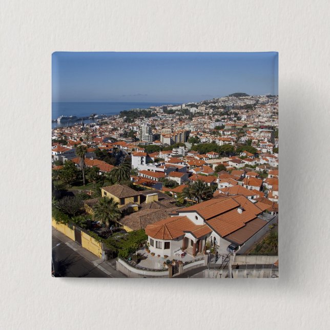 Portugal, Madeira Island, Funchal. Cable car 2 Inch Square Button (Front)