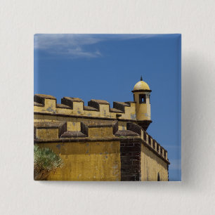 Portugal, Madeira Island, Funchal. Historic 2 Inch Square Button